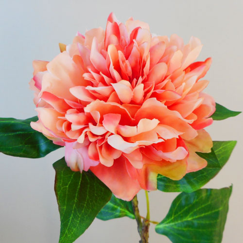 Artificial Flowers Large Peony Coral Peach 55cm